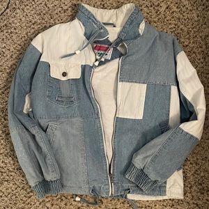 Sport bomber 80s jacket denim and cloth Small